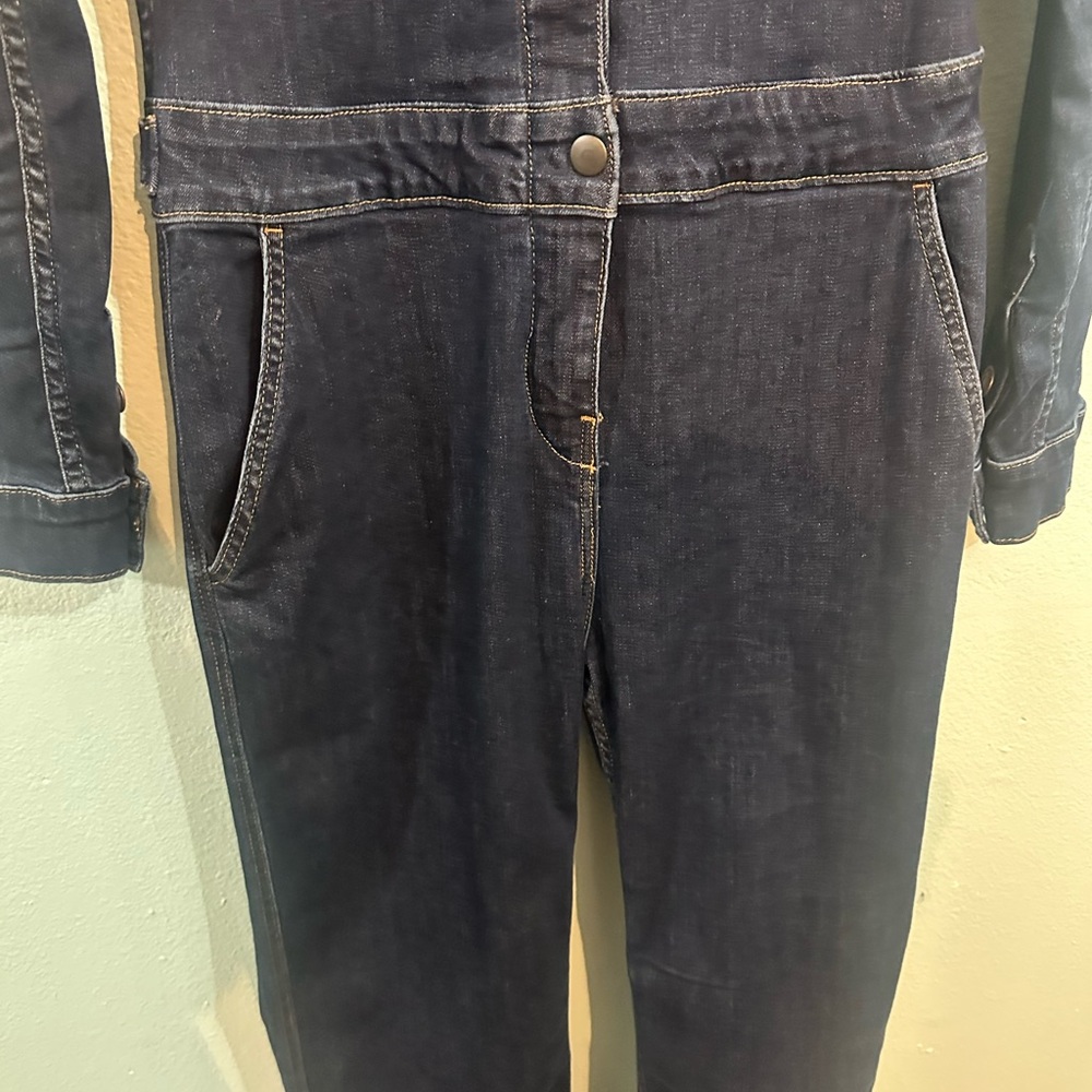 Denim River. Utility Jumpsuit in Dark Blue - Picture 5 of 15
